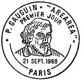 Oblitération 1er jour à Paris le 21 septembre 1968