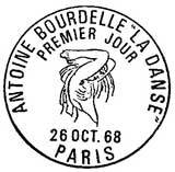 Oblitération 1er jour à Paris le 26 octobre 1968