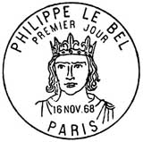 Oblitération 1er jour à Paris le 16 novembre 1968