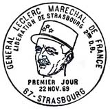 Oblitération 1er jour à Strasbourg le 22 novembre 1969