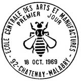 Oblitération 1er jour à Châtenay-Malabry le 18 octobre 1969