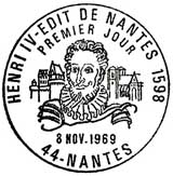Oblitération 1er jour à Nantes le 8 novembre 1969