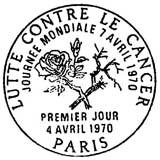 Oblitération 1er jour à Paris le 4 avril 1970