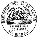Oblitération 1er jour à Martinique Diamant le 20 juin 1970