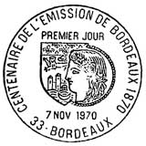 Oblitération 1er jour à Bordeaux le 7 novembre 1970