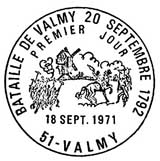 Oblitération 1er jour à Valmy le 18 septembre 1971