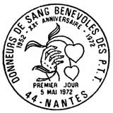 Oblitération 1er jour à Nantes le 5 mai 1972