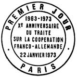 Oblitération 1er jour à Paris le 22 janvier 1973