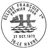 Oblitération 1er jour à Le Havre le 27 octobre 1973