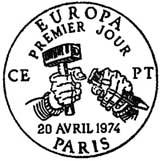 Oblitération 1er jour à Paris et Strasbourg le 20 avril 1974