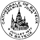 Oblitération 1er jour à Bayeux le 9 juillet 1977