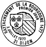 Oblitération 1er jour à Dijon le 2 juillet 1977