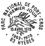 Oblitération 1er jour à Port-Cros et Hyères le 15 avril 1978