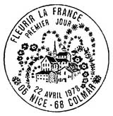 Oblitération 1er jour à Nice et Colmar le 22 avril 1978