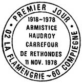 Oblitération 1er jour à Compiègne et Flamengrie le 11 novembre 1978