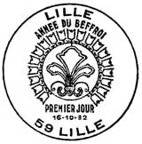 Oblitération 1er jour à Lille le 16 octobre 1982
