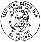 Oblitération 1er jour à Bayonne et Nice le 25 juin 1983