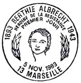Oblitération 1er jour à Marseille le 5 novembre 1983