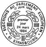 Oblitération 1er jour à Strasbourg le 24 mars 1984