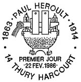 Oblitération 1er jour à Thury-Harcourt le 22 février 1986