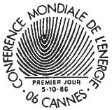 Oblitération 1er jour à Cannes le 5 octobre 1986