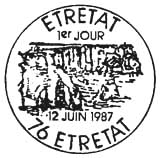 Oblitération 1er jour à Etretat le 12 juin 1987