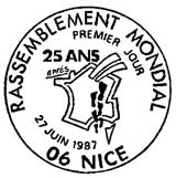 Oblitération 1er jour à Nice le 27 juin 1987