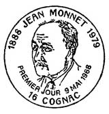 Oblitération 1er jour à Cognac le 9 mai 1988