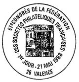 Oblitération 1er jour à Valence le 21 mai 1988