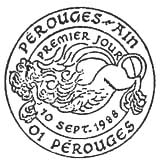Oblitération 1er jour à Pérouges le 10 septembre 1988