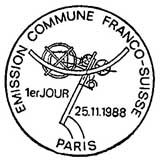 Oblitération 1er jour à Paris et Bâle le 25 novembre 1988