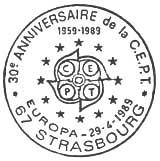 Oblitération 1er jour à Strasbourg le 29 avril 1989