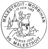Oblitération 1er jour à Malestroit le 10 juin 1989