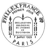 Oblitération 1er jour à Paris le 7 juillet 1989