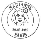 Oblitération 1er jour à Paris le 30 septembre 1991