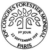 Oblitération 1er jour à Paris le 22 septembre 1991