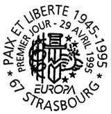 Oblitération 1er jour à Paris et Strasbourg le 29 avril 1995