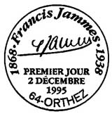 Oblitération 1er jour à Orthez le 2 décembre 1995