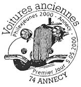 Oblitération 1er jour à Annecy, Sochaux, Mulhouse, Puteaux le 5 mai 2000