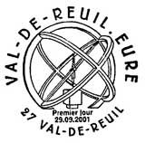 Oblitération 1er jour à Val de Reuil le 29 septembre 2001