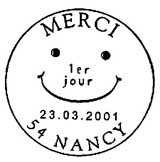 Oblitération 1er jour à Nancy le 23 mars 2001