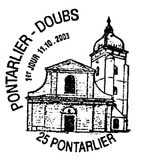 Oblitération 1er jour à Pontarlier le 11 octobre 2003