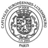 Oblitération 1er jour à Paris et Luxembourg le 7 novembre 2003