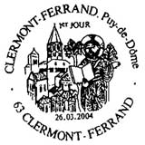 Oblitération 1er jour à Clermont Ferrant le 26 mars 2004