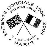 Oblitération 1er jour à Paris et London le 6 avril 2004
