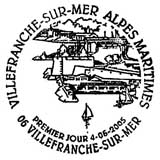 Oblitération 1er jour à Villefranche sur Mer le 4 juin 2005