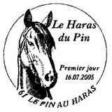 Oblitération 1er jour à Le Pin au Haras le 16 juillet 2005