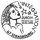 Oblitération 1er jour à Strasbourg le 30 avril 2006
