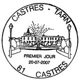 Oblitération 1er jour à Castres le 19 juillet 2007