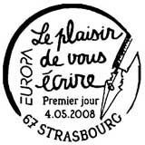 Oblitération 1er jour au Parlement européen à Strasbourg le dimanche 4 mai 2008